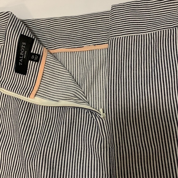 Talbots Cotton Skirt Striped Size 12P Grey and White Stripes - Picture 3 of 10